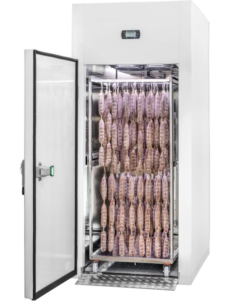 C3 Srl: Cured Meat Dry Ageing Cabinets, opened